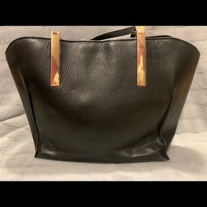 Black authentic leather tote bag